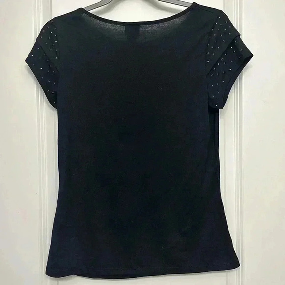 Medium COVINGTON Black Top with Bedazzle Stylish Short Sleeves - Picture 5 of 5